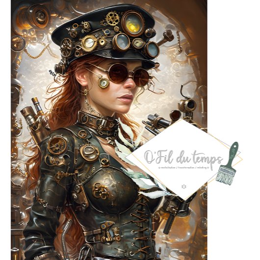 Steampunk Vrouw Mechanische Elementen Decoupage Tissuepapier