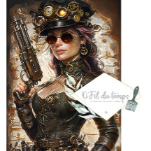 Steampunk Vrouw Mechanische Elementen Decoupage