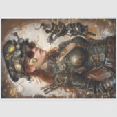Steampunk Vrouw Mechanische Elementen Decoupage Tissuepapier (Voorkant)
