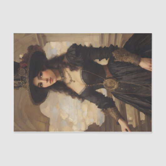 Steampunk Vrouw Portret Kunst Tissuepapier (Voorkant)