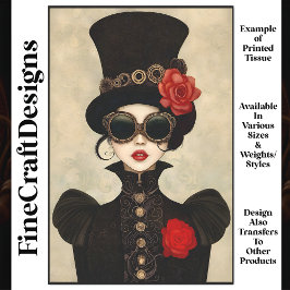 Steampunk Vrouw Tall Top Hat P2 Decoupage Tissuepapier