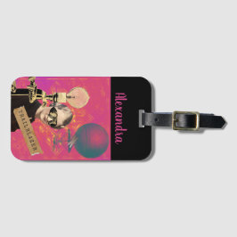 Steampunk Vrouw Trailblazer Pop Art Strand Bagagelabel