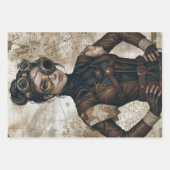 Steampunk vrouwen decoupage papier inpakpapier vel (Voorkant)