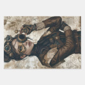 Steampunk vrouwen decoupage papier inpakpapier vel (Voorkant)