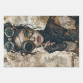 Steampunk vrouwen decoupage papier inpakpapier vel (Voorkant)