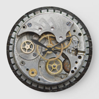 SteamPunk Wall Clock, Silver Clock, Acrylklok Grote Klok