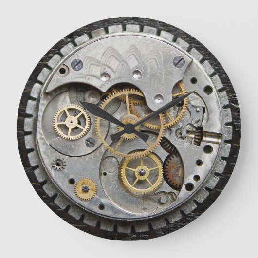 SteamPunk Wall Clock, Silver Clock, Acrylklok Grote Klok (Voorkant)