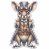 Steampunk Wallaby Transparant Sticker (Voorkant)