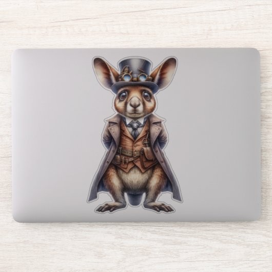 Steampunk Wallaby Transparant Sticker (Computer)