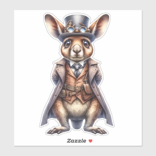Steampunk Wallaby Transparant Sticker (Vel)