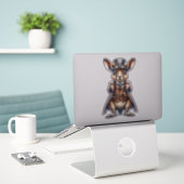 Steampunk Wallaby Transparant Sticker (Laptop op bureau)