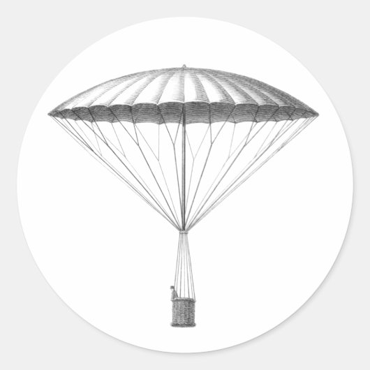 Steampunk Warm Luchtballontekening Ronde Sticker (Voorkant)