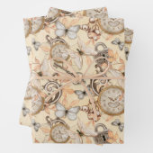  Steampunk Watch en Butterflies Pastel Inpakpapier Vel (In situ)