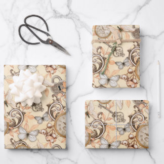  Steampunk Watch en Butterflies Pastel Inpakpapier Vel