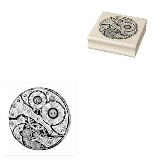 Steampunk Watch Gears Rubber Art Stempel (Gestempeld)