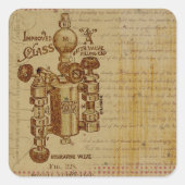Steampunk Waterklep Blueprint Sepia Stickers (Voorkant)
