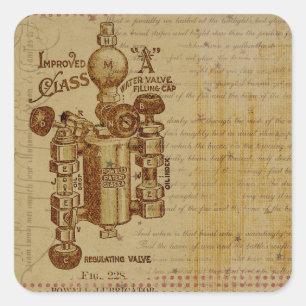 Steampunk Waterklep Blueprint Sepia Stickers