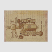 Steampunk  waterklep Sepia Tissuepapier (Voorkant)