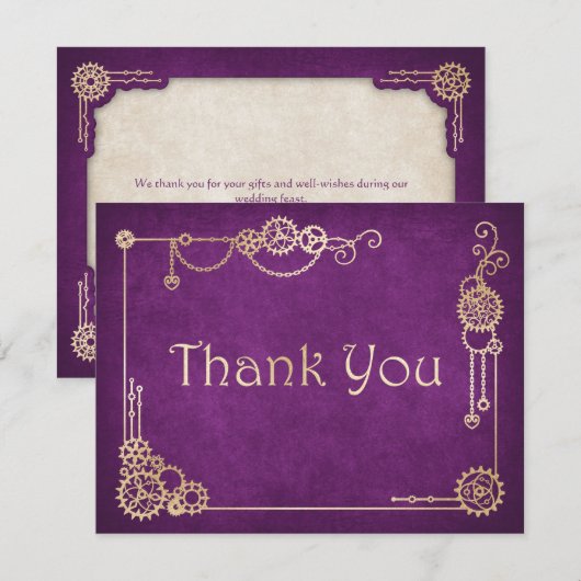 Steampunk Wedding Bedankkaart (Voorkant / Achterkant)
