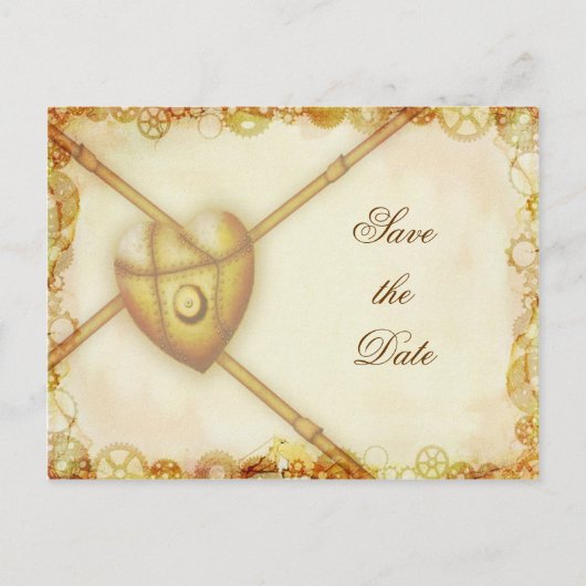 Steampunk Wedding, bewaar de datum briefkaart (Voorkant)