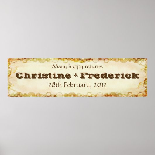 Steampunk Wedding, decoratieve horizontale banner Poster (Voorkant)