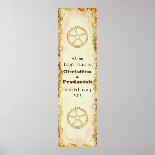 Steampunk Wedding, decoratieve verticale banner Poster (Voorkant)