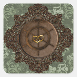 Steampunk Wedding Envelope Seal Vierkante Sticker