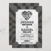 Steampunk Wedding Hearts Cogs Retrofuturistisch Kaart (Voorkant / Achterkant)