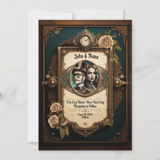 Steampunk Wedding Invitation (eigen foto's) Kaart (Voorkant)