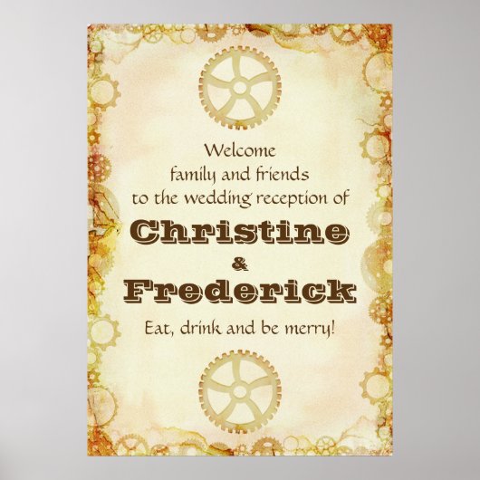 Steampunk Wedding, receptie welkom poster (Voorkant)