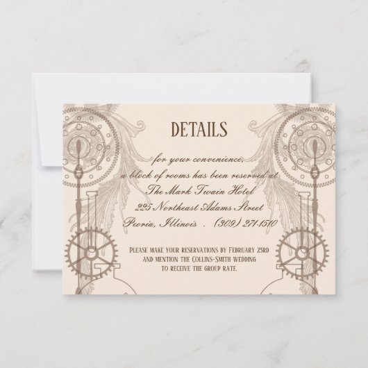 Steampunk Wedding Reception Kaart (Achterkant)