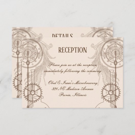 Steampunk Wedding Reception Kaart (Voorkant / Achterkant)