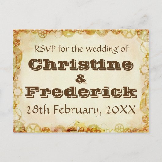 Steampunk Wedding, RSVP briefkaart (Voorkant)