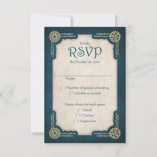 Steampunk Wedding RSVP Kaartje (Voorkant)