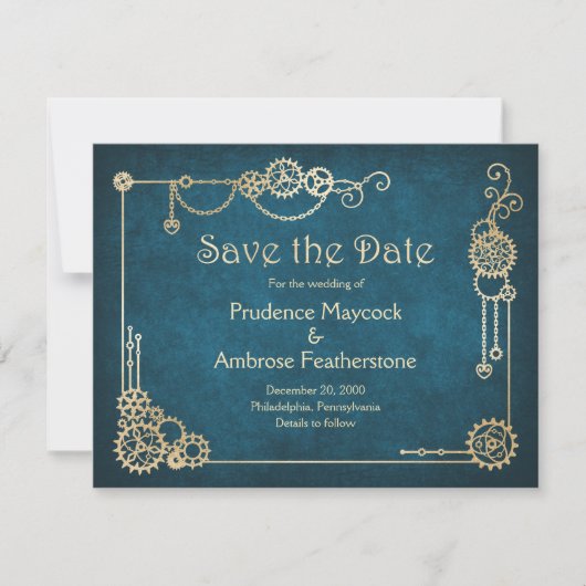 Steampunk Wedding Save The Date (Voorkant)