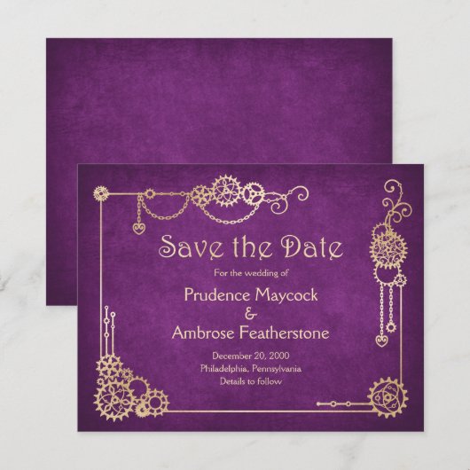 Steampunk Wedding Save The Date (Voorkant / Achterkant)