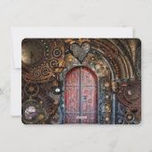 Steampunk Wedding Sla de datum op Feestdagenkaart (Achterkant)