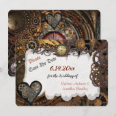 Steampunk Wedding Sla de datum op Feestdagenkaart (Voorkant / Achterkant)
