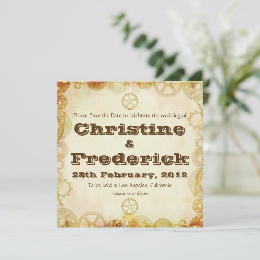 Steampunk Wedding, sparen de datumaankondiging Save The Date (Staand voorkant)