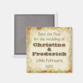 Steampunk Wedding Square, save the date magneet (Voorkant / Achterkant)