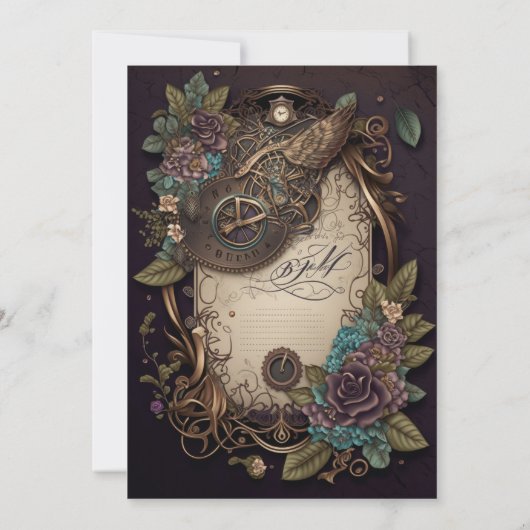 Steampunk Wedding Uitnodiging (Achterkant)