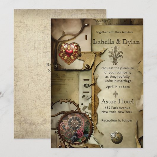 Steampunk Wedding Uitnodiging (Voorkant / Achterkant)