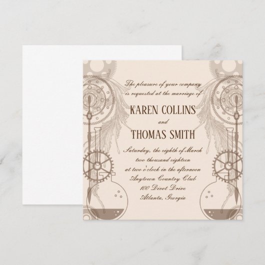 Steampunk Wedding Uitnodiging (Voorkant / Achterkant)