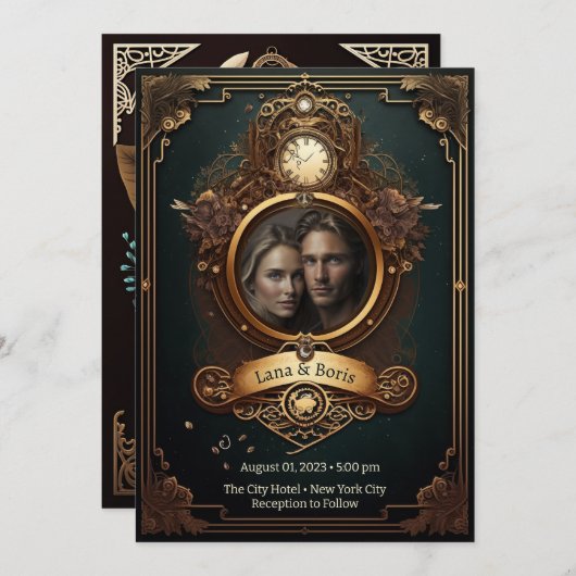 Steampunk Wedding Uitnodiging (Voorkant / Achterkant)