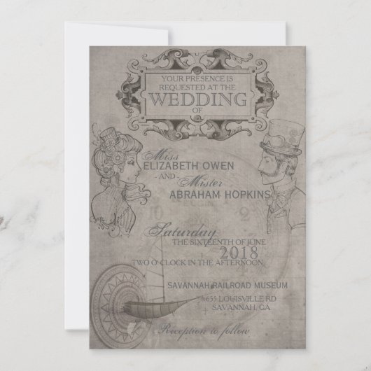 Steampunk Wedding Uitnodiging (Voorkant)