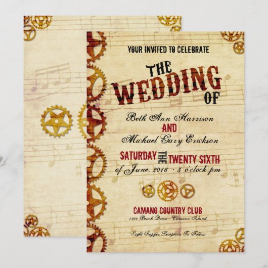 Steampunk Wedding Uitnodiging (Voorkant / Achterkant)