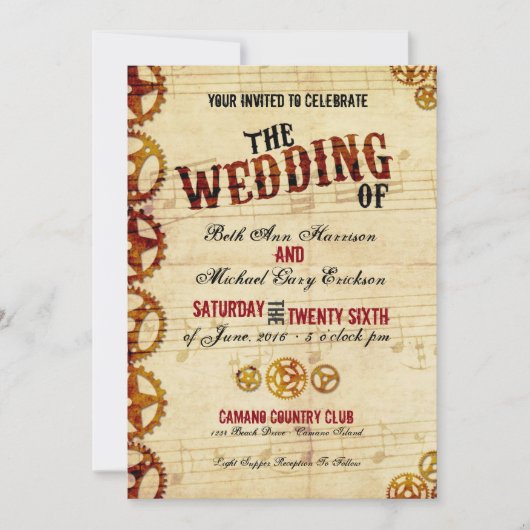 Steampunk Wedding Uitnodiging (Voorkant)