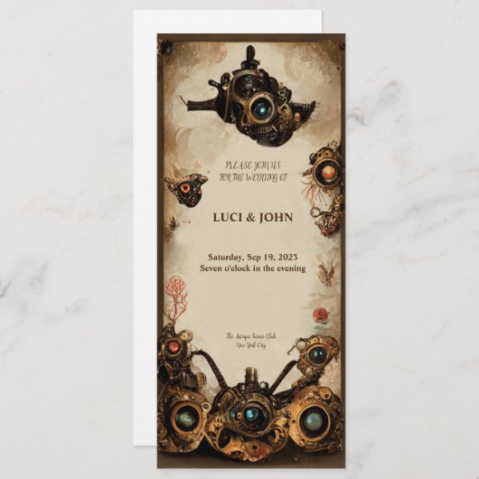 Steampunk Wedding Uitnodiging (Voorkant / Achterkant)