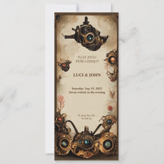 Steampunk Wedding Uitnodiging (Voorkant)