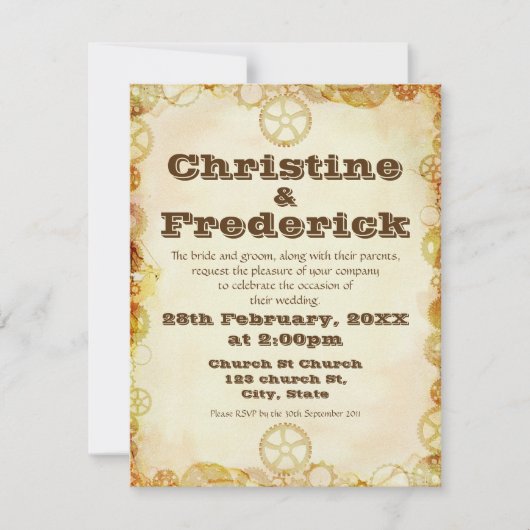 Steampunk Wedding, uitnodiging van 4,25 x 5,5 inch (Voorkant)